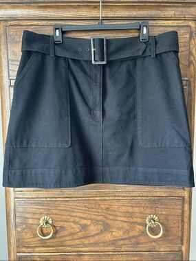 Banana Republic Black Cotton Denim Mini Skirt with Belt